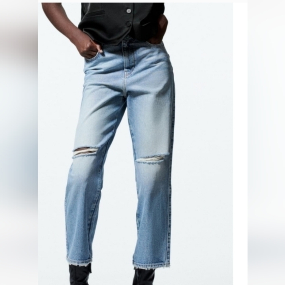 Zara ribbed straight leg jeans Sz-6